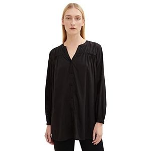 TOM TAILOR Dames Longstyle blouse met V-hals 1034473, 14482 - Deep Black, 38