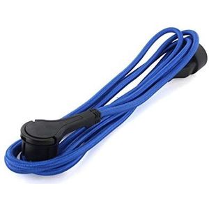 Textiel verlengsnoer blauw - met zwarte platte stekker - 3m (SCH)
