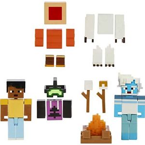 Mattel Minecraft-spel| Actiefiguur en accessoires uit de Creator-serie | Camp Enderwood Steve en Mob-personages | Collectible geschenken voor kinderen, HLP58