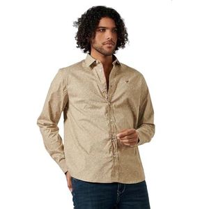 Kaporal, overhemd, model Chevy, heren, beige, S; slim fit, lange mouwen, overhemdkraag, Beige, S