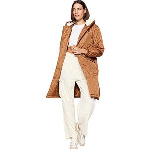 Trendyol Dames reverskraag effen oversized winterjas jas, bruin, XS, BRON, XS