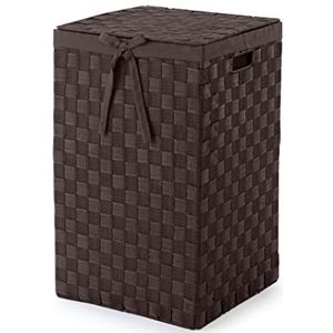 Compactor RAN6892 Stan wasmand met deksel, handgrepen, geweven met metalen frame, uitneembare linnen voering, 30 x 30 x 50 cm, bruin