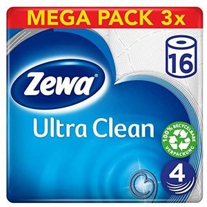 Zewa Toiletpapier Ultra Clean 4-laags, Mega Pack, 3 verpakkingen (48 rollen x 135 vellen)