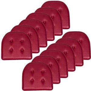 Sweet Home Collection Stoelkussen Memory Foam Pads Tufted Slip antislip rubberen achterkant U-vormige 17 ""x 16"" stoelhoes, 12 tellen (Pack van 1), kunstleer bordeaux rood