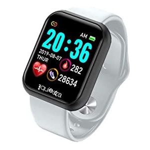 Power Color Smartwatch, fitnesshorloge voor dames en heren, stappenteller, bewaking van de hartslag, slaap en gezondheid, berichtenmeldingen, zwarte behuizing met zwarte armband en extra witte armband