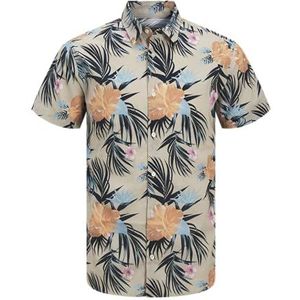 JJ Rebel - JREBBASTIAN - Overhemd - Beige Lichtblauw Lichtoranje Zwart - Regular Fit
