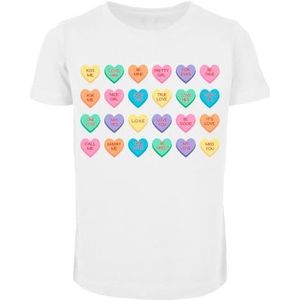 Mister Tee Kinderen T-shirt Kids Sweet Heart Candy Tee, print T-shirt voor meisjes, katoen, maten 110/116-158/164, wit, 110 cm