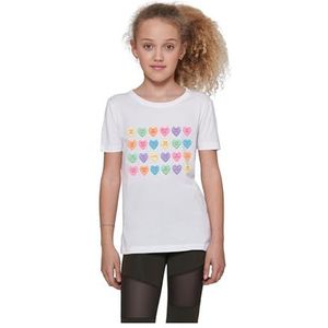 Mister Tee Kinderen T-shirt Kids Sweet Heart Candy Tee, print T-shirt voor meisjes, katoen, maten 110/116-158/164, wit, 110 cm