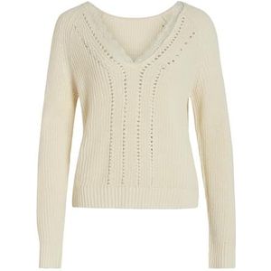 Vila Dames Vioa L/S Rev Lace Knit Top Gebreide Trui, berk/detail: lace toon, XS