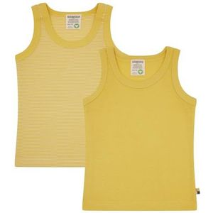 loud + proud Uniseks dubbele verpakking, fijn geribbeld, biologisch katoen en GOTS-gecertificeerd onderhemd, goud, 98-104