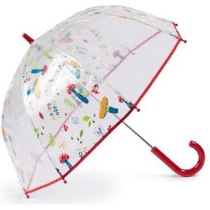 VOGUE XUVA Kids paraplu, transparant, voor kinderen, grappig, winddicht, handmatig openen (rode strepen)