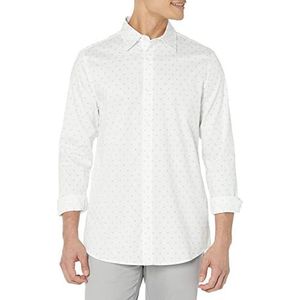 Amazon Essentials Heren Regular-Fit Lange Mouw Stretch Jurk Shirt, Navy White Diamond Geo, M