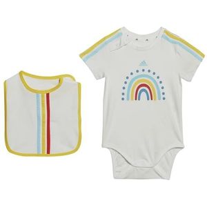 adidas Uniseks-Baby Gift Set Romper met slab, White/Bliss Blue/Impact Yellow/Bold Orange, 86