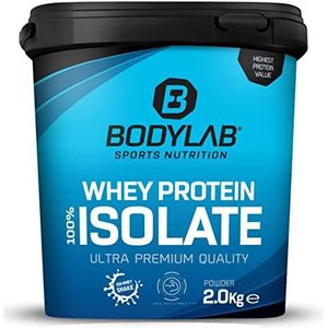 Whey Protein Isolate Perzik yoghurt 2kg Bodylab24, eiwitpoeder gemaakt van Whey Isolate, Whey eiwitpoeder kan de spieropbouw ondersteunen, geconcentreerd iso-wei-eiwit vrij van aspartaam