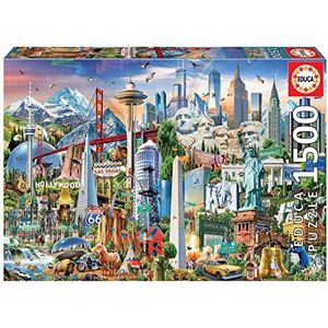 Educa 17670, monumenten Amerika, puzzel met 1500 stukjes voor volwassenen en kinderen vanaf 12 jaar, bezienswaardigheden, VS
