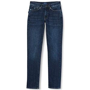 GANT Slim Jeans voor heren, Donkerblauw gedragen in, 28W / 32L