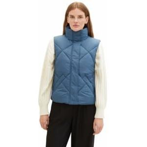 TOM TAILOR Gewatteerd damesvest met opstaande kraag, 10904 - Stormy Sea Blue, L