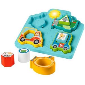Fisher-Price Baby Sorteerspeelgoed Vormpjes en geluidjes voertuigpuzzel met muziek en verlichting voor fijnmotorische vaardigheden, vanaf 9M, HRP31