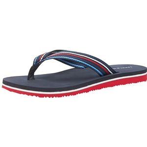 Tommy Hilfiger Dames TH strepen strand sandaal Flip Flop, rood wit blauw, 7 UK, Rood Wit Blauw, 41 EU