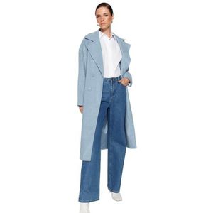Trendyol FeMan oversized basic geweven jas, blauw,38, Blauw, 36