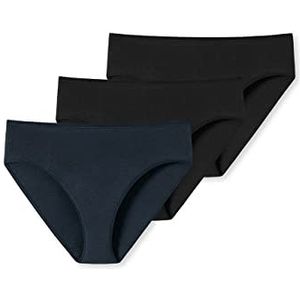 Dames ondergoed slip 3-pack Organic Cotton - 95/5, Zwart meerkleurig., 46