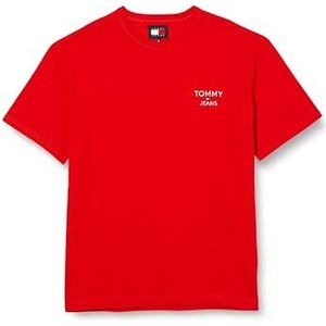 Tommy Jeans Heren T-shirt met korte mouwen en ronde hals, Rood (Deep Crimson), 3XL grote maten tall