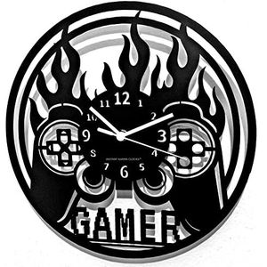 Instant Karma Clocks Gamer wandklok in de vorm van Joystick Controller videospel cadeau-idee voor jongens, zwart