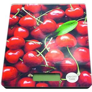 Easy Make KU6196/CK elektronische weegschaal, kersenglas, rood, 15,2 x 1,5 x 20,2 cm