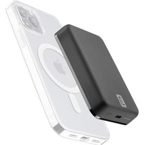 Cellularline | Wireless Power Bank MAG 10000 | Batterijlader compatibel met Mag Safe-systeem - Capaciteit 10.000 mAh - Draadloos opladen 7,5 W - voor iPhone 12 en hoger - Zwart