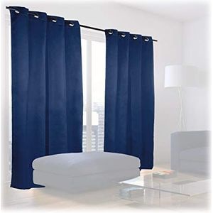Relaxdays verduisterende gordijnen - 2x - blauw - kant en klaar - slaapkamer gordijn - set - 245x135cm