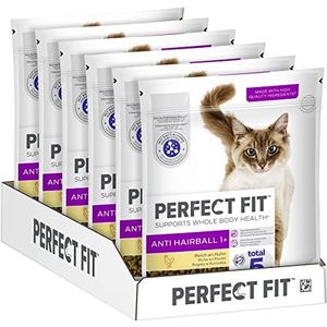 PERFECT FIT Anti-Hairball Adult droogvoer voor volwassen katten vanaf 1 jaar - kip, 750 g (6 zakken)
