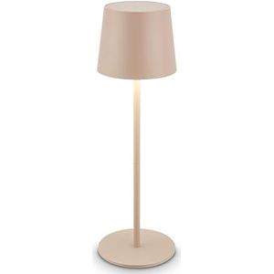 BRILONER - LED tafellamp draadloos IP44 met touch, dimbaar, oplaadbare batterij & lichtbron verwisselbaar, bedlamp, leeslamp, LED lamp, campinglamp, tafellamp, buitenlamp, 11x33cm, beige