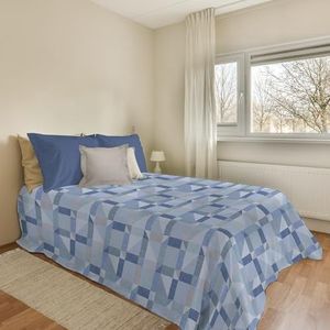 PENSIERI DELICATI Sprei 170 x 280 cm, voor eenpersoonsbed, 100% piqué-katoen, ideaal als sprei voor eenpersoonsbed, patroon Athene, lichtblauw, 100% Made in Italy