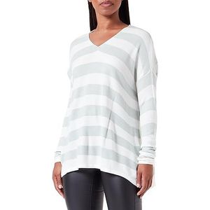 Bestseller A/S Dames ONLAMALIA L/S V-hals CC KNT trui, Harbor Gray/Stripes: Cloud Dancer, L, Harbor Gray/Stripes:cloud Dancer, L