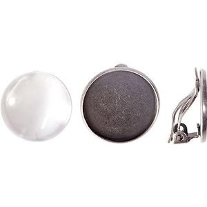 INNSPIRO Medaillon-oorbellen van metaal, zilverkleurig, antiek, met cabochon-glas, diameter 18 mm., 18mm, Metaal