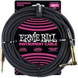 Ernie Ball 6086 kabel voor muziekinstrumenten, geassembleerde kabel, gevlochten zwartgouden uiteinden, 5,49 m, 18ft, Recht/Gehoekt
