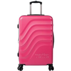 Totto - Uitbreidbare hardcase koffer - Brazy + - Middelgrote koffer - Deco Rose - Roze - Cabinebagage - Uitbreidbaar systeem - TSA-systeem - Polyester voering, Roze, Travel
