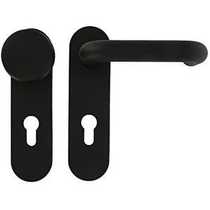 Amig Deurklinkset met polypropyleen plaat en deurknop, model 3PB72-172 x 46 mm, vierkant 9 mm, met sleutelgat, staal en polypropyleen, zwart
