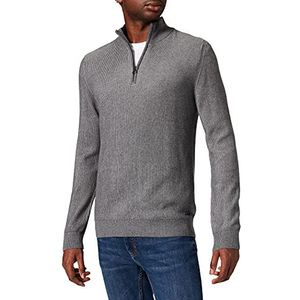 Pierre Cardin Heren Knit Stand-up Collar Zip Bicolor Rib Structure Pullover
