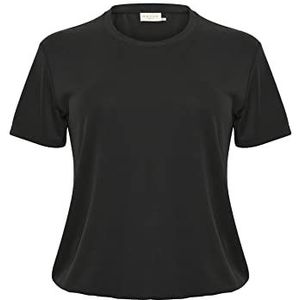 Kaffe Curve Dames Plus Size T-Shirt, Blouse, T-Shirt, Basic, Korte mouwen, Zwart