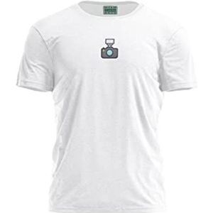 Bona Basics, Digitale print, basic T-shirt voor heren, 100% katoen, wit, casual, bovenstuk voor heren, maat: L, Wit, L