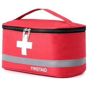 Romon Draagbare EHBO-tas voor EHBO, leeg, waterdicht, grote inhoud, medische noodtas voor thuis, kantoor, airelibre, Rood, Rood met trekkoorden