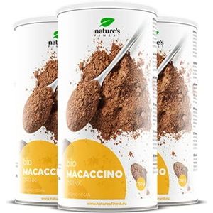 Nature's Finest Bio Macaccino | 100% pure natuurlijke mix van biologische rauwe maca, cacaopoeder en kokospalmsuiker | Koffievervanger, energieboost, vermindert vermoeidheid | Getest op kwaliteit door