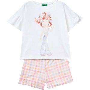 United Colors of Benetton Pig(T-shirt + short) 3Z010P03V pyjamaset, meerkleurig 101, XS meisjes, meerkleurig 101, XS