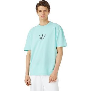 Koton Oversized T-shirt met ronde hals en korte mouwen voor heren, 817 (groen), M
