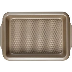 Salter BW11120EU7 Olympus Collection braadpan, PFOA-vrije braadvorm met antiaanbaklaag, grote diepe ovenbakplaat met gestructureerde bodem, koolstofstaal, goud, 39 cm