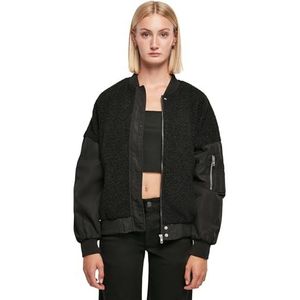 Urban Classics Oversized bombardeer-jas voor dames, sherpa-gemengd weefsel, zwart., S