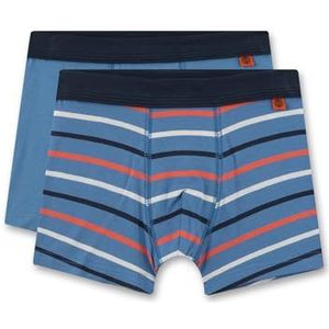 Sanetta Kinderjongens onderbroek shorts webbond dubbelpak biologisch katoen, blauw, 104 cm