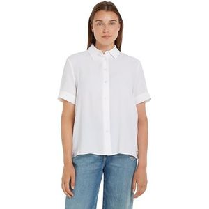 Tommy Hilfiger Dames Essential Fluid Ss Shirt Casual Shirts, Wit, 46, Th Optic Wit, 72 NL