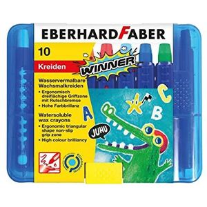 Eberhard Faber 521110 - Waskrijt, wateroplosbaar, 10 krijtjes in praktisch plastic doosje